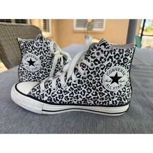 Converse Taylor All Star High A03730F Womens 6.5 Shoes White Animal Mix Sneakers